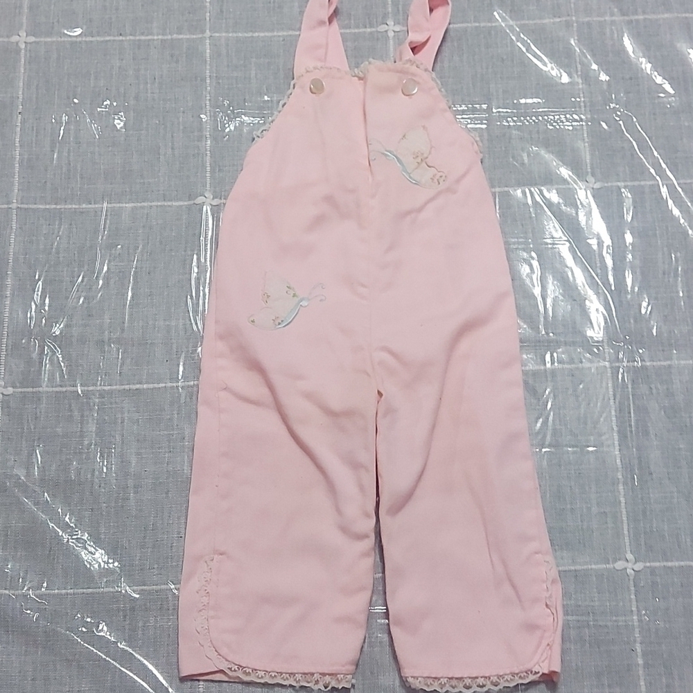Vintage pink butterfly overalls